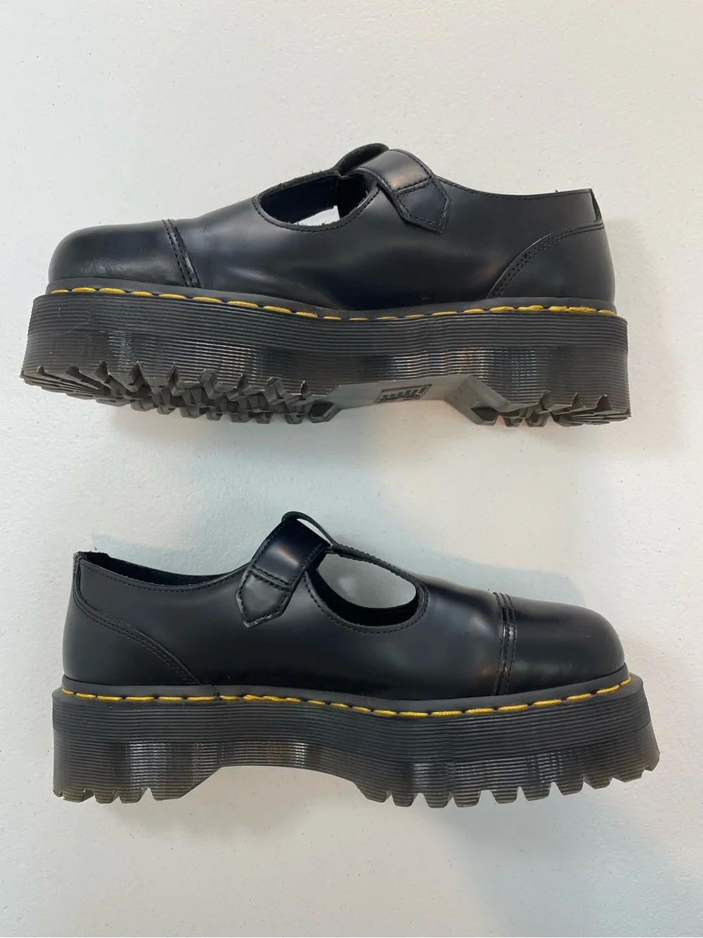 Dr. Martens Bethan Black T-Bar Mary Jane Shoes w/ Quad Platform Sole - Size 10